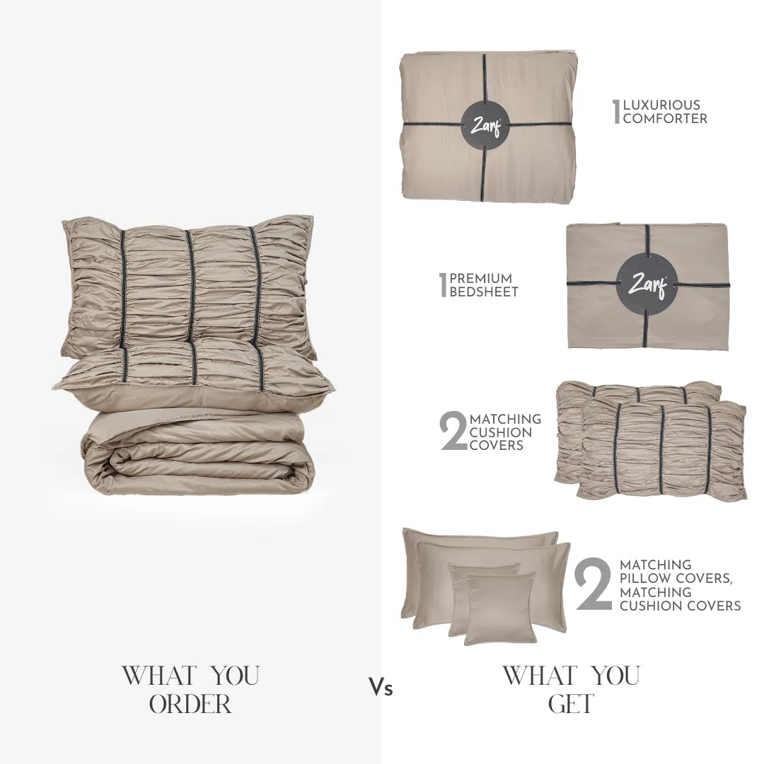 Zarf Italian Staple Weave Bedding Set Of 8 For Single Size Bed - Marbelle