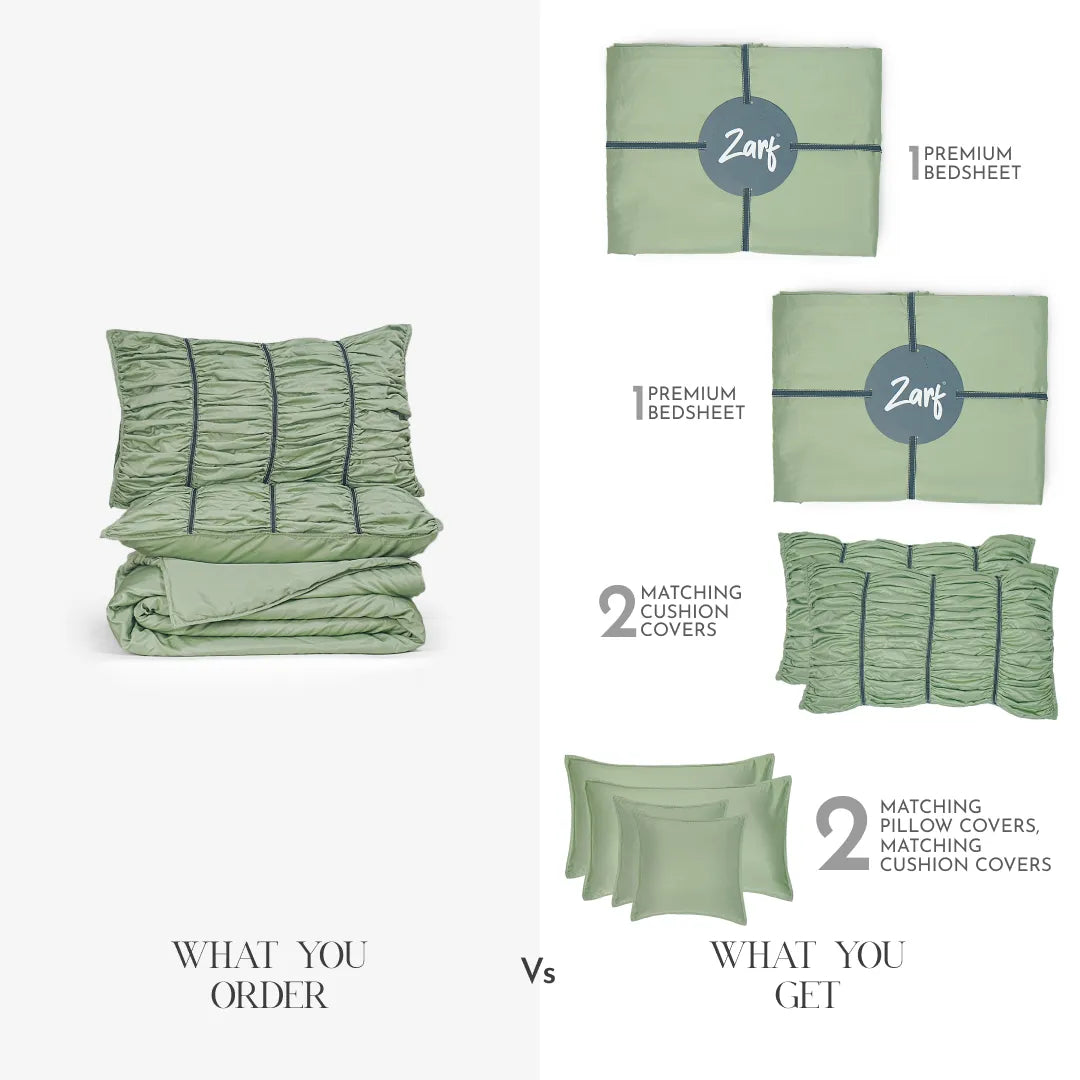 Zarf Italian Staple Weave Bedding Set Of 8 For Single Size Bed - Pine