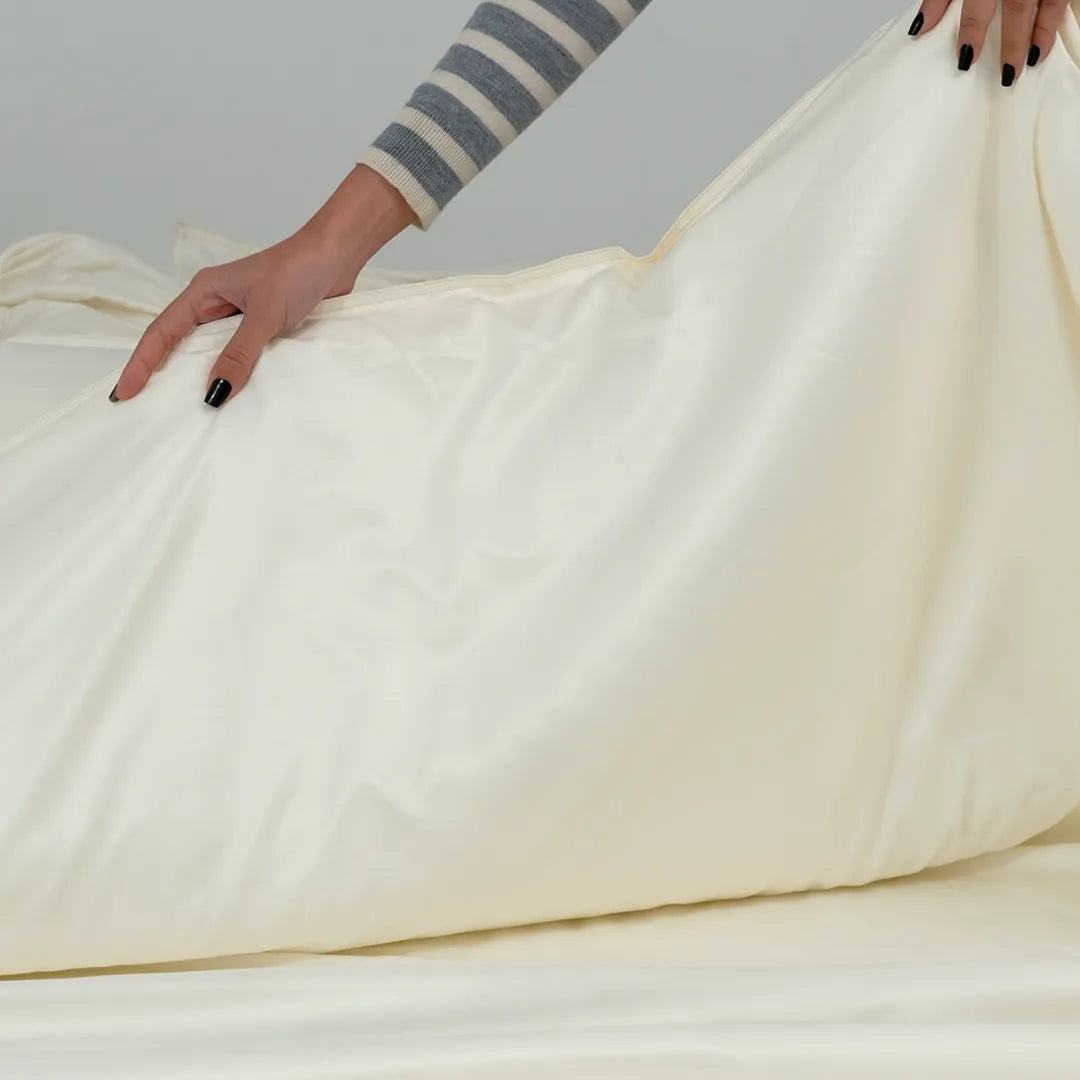 Zarf Italian Staple Weave Bedding Set Of 8 For Single Size Bed - Porcelain
