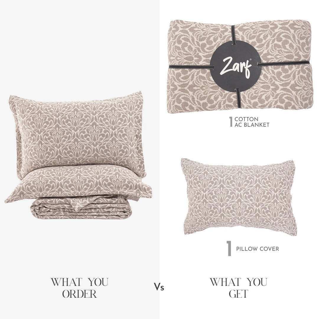 Zarf Baby Size Pure Cotton Cottage Blanket with 1 Pillow Case - Oatshade
