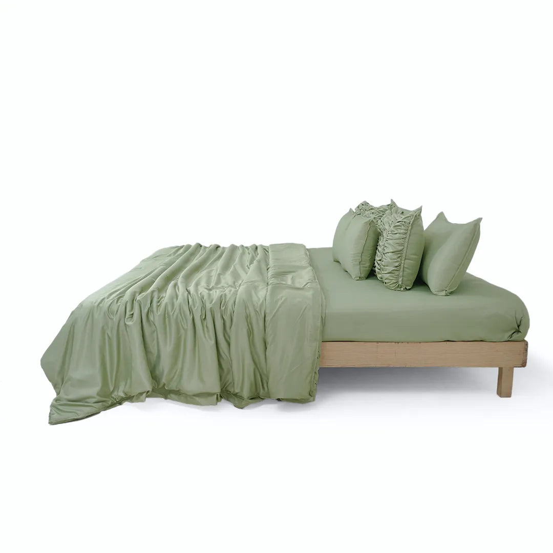 Zarf Italian Staple Weave Bedding Set Of 8 For Single Size Bed - Pine