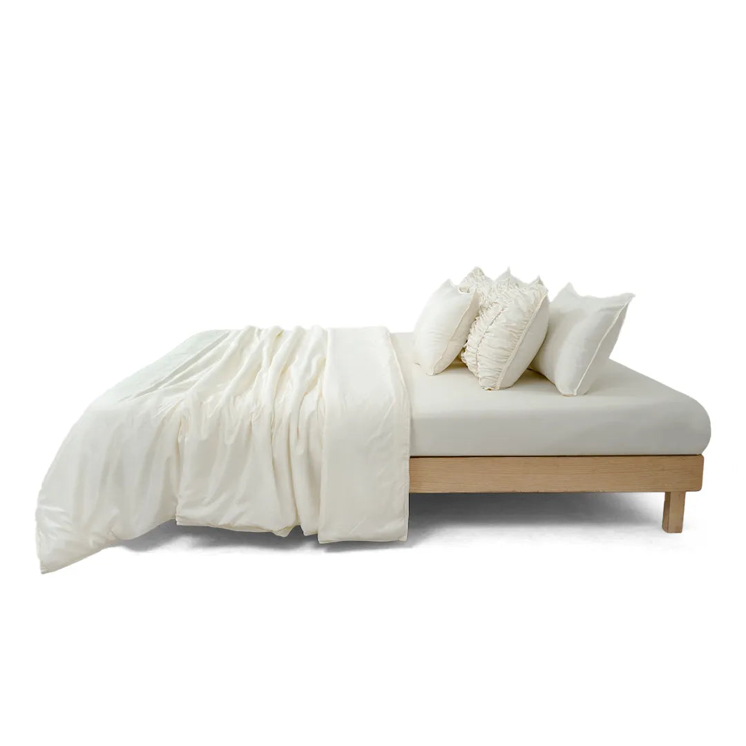 Zarf Italian Staple Weave Bedding Set Of 8 For Single Size Bed - Porcelain