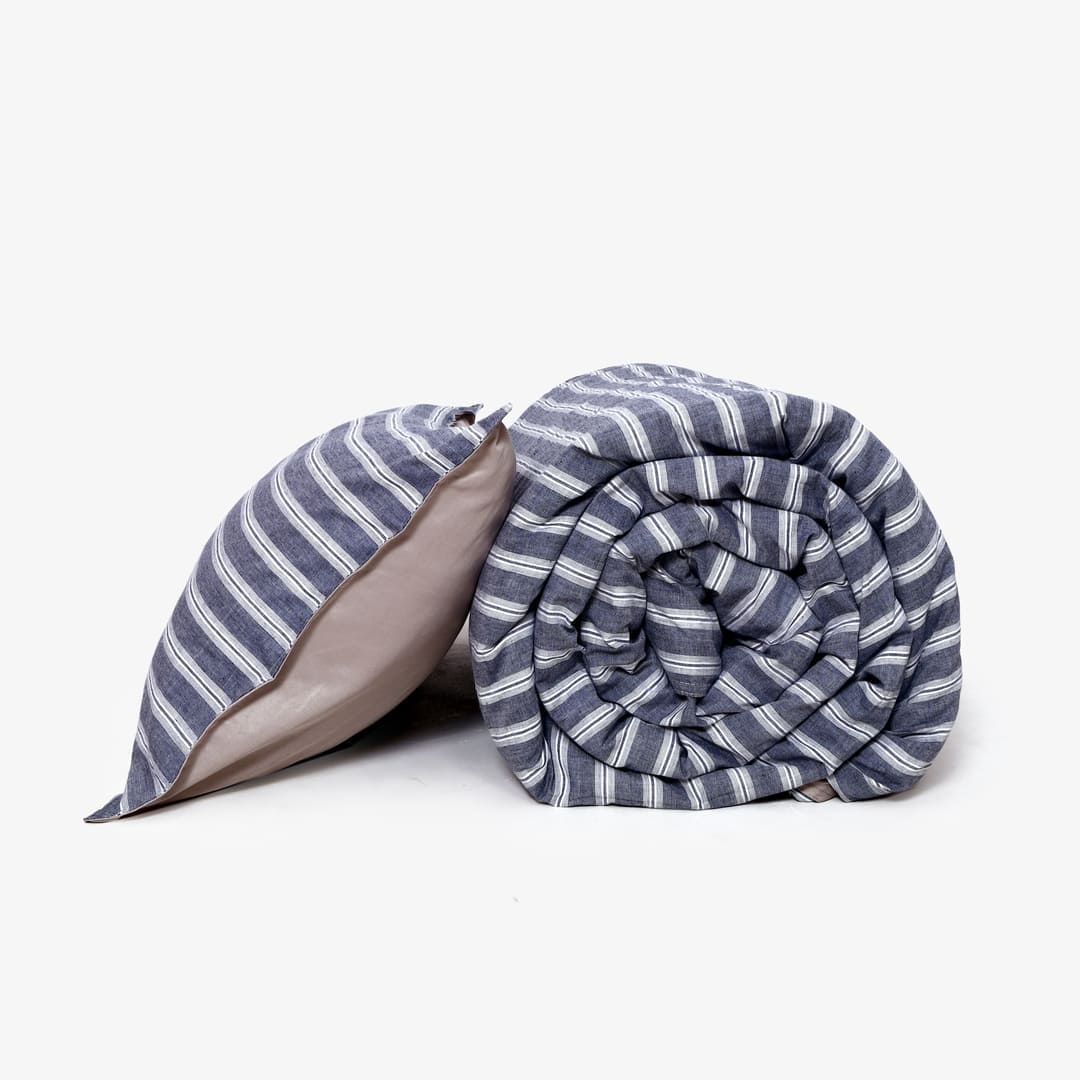 Linen Blend AC Comforter With 2 Pillow Cases and 1 Breakfast Pillow - Linea