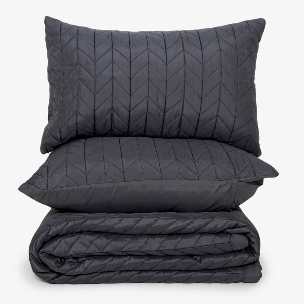 Zarf California King Size AC Comforters With 2 Pillow Cases & 2 Cushion Covers - Dark Grey