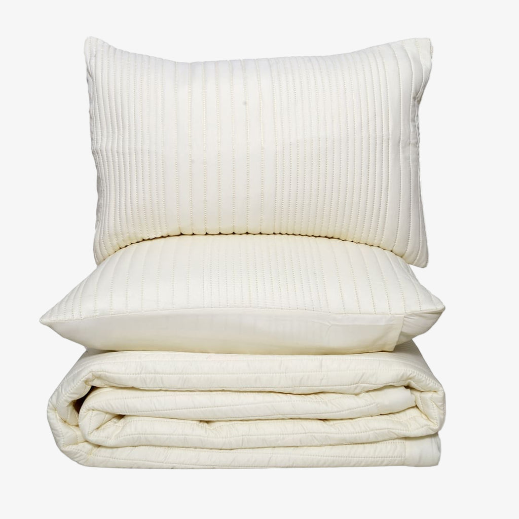 Zarf California King Size AC Comforters With 2 Pillow Cases & 2 Cushion Covers - Off-White