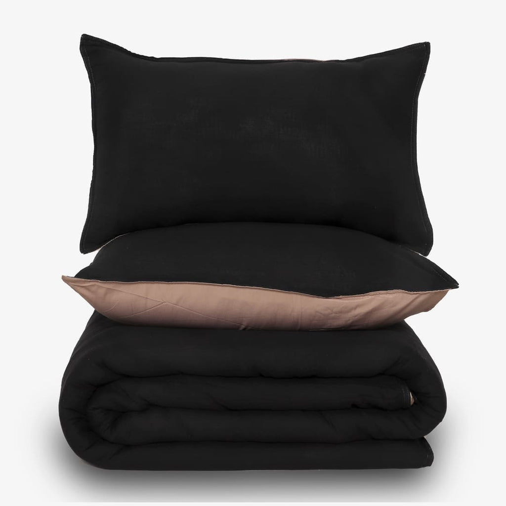 Linen Blend AC Comforter With 2 Pillow Cases and 1 Breakfast Pillow - Cosmos