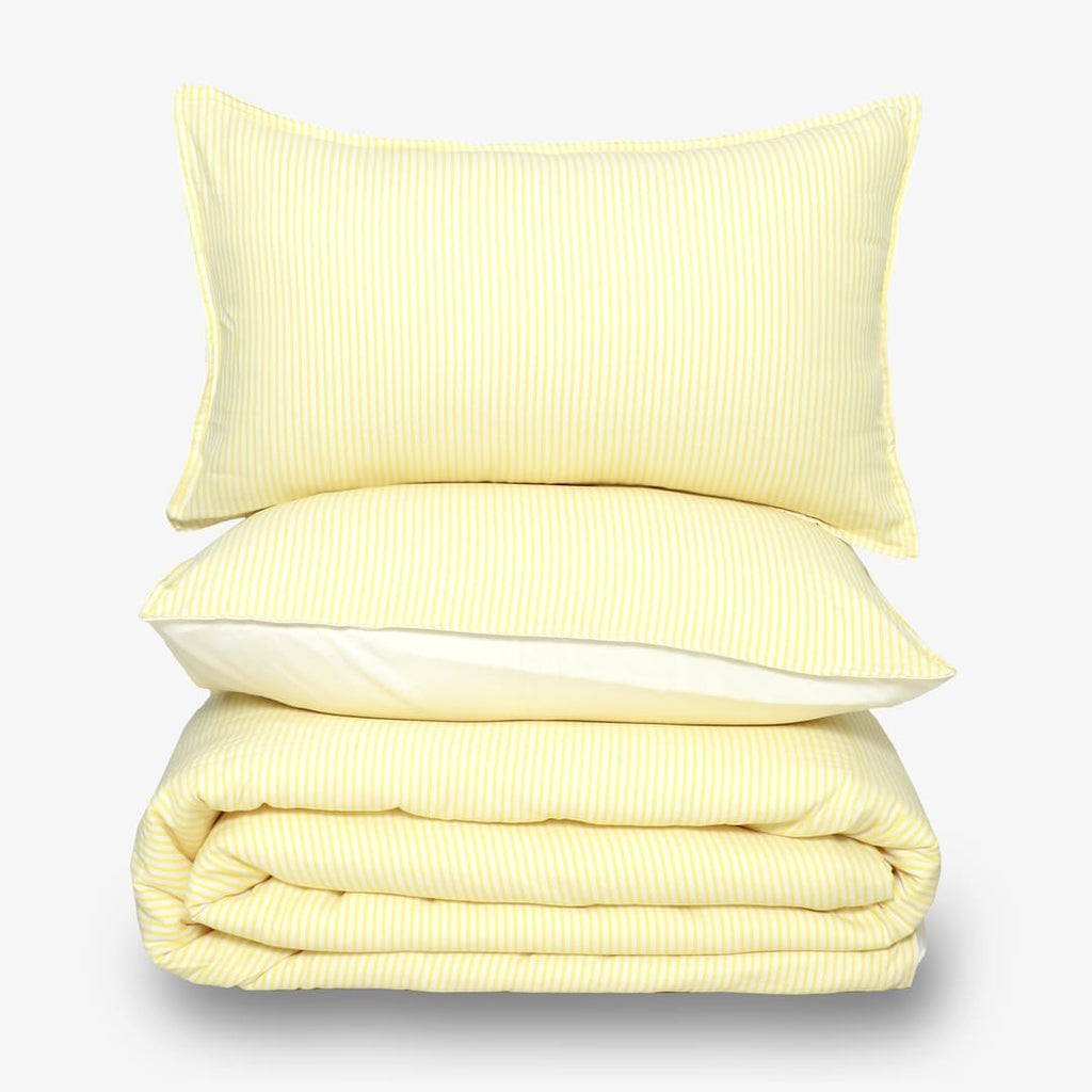 Linen Blend AC Comforter With 2 Pillow Cases and 1 Breakfast Pillow - Limone