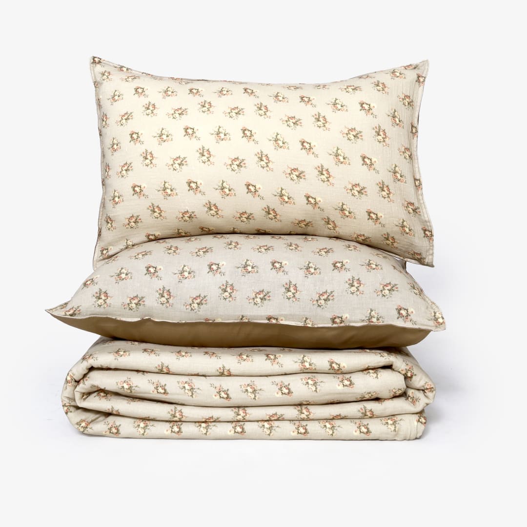 Zarf Linen Blend Bedding Set Of 9 - Heritage