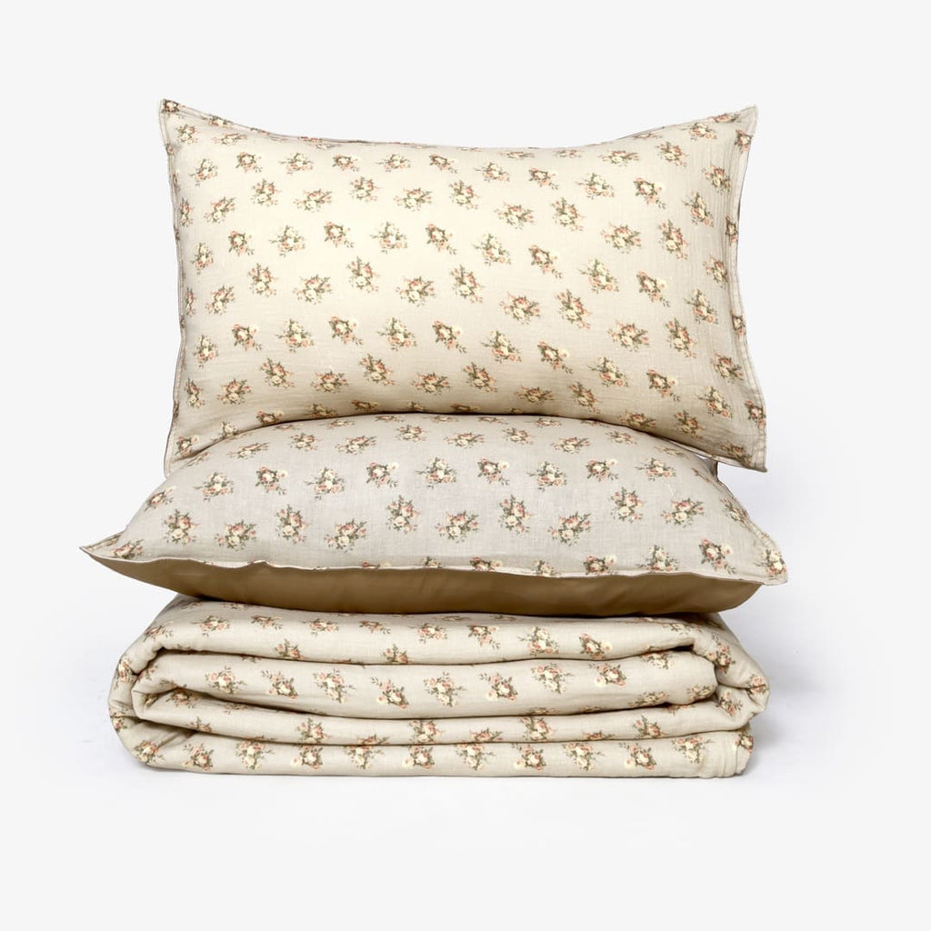 Linen Blend AC Comforter With 2 Pillow Cases and 1 Breakfast Pillow - Heritage