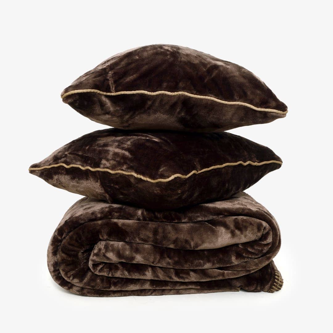 AC Blanket Cushion Covers-Set of 2 - Mocha