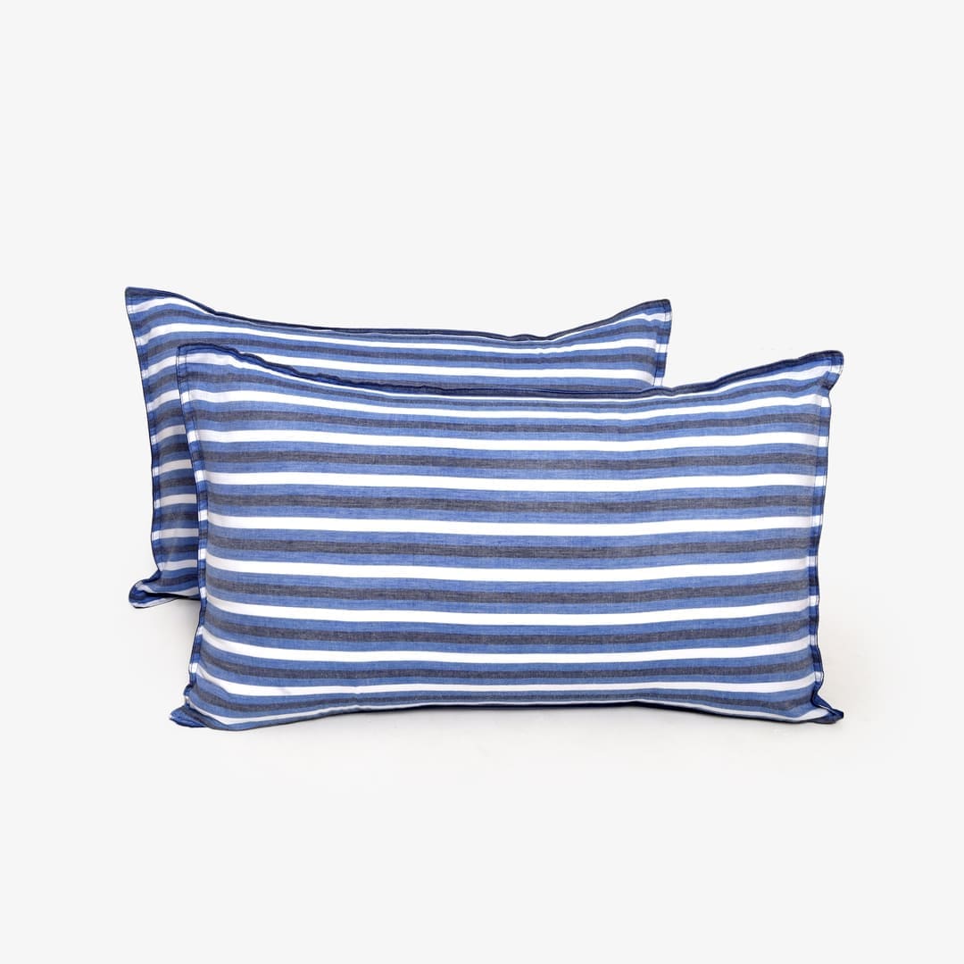 Linen Blend AC Comforter With 2 Pillow Cases and 1 Breakfast Pillow - Seafarer