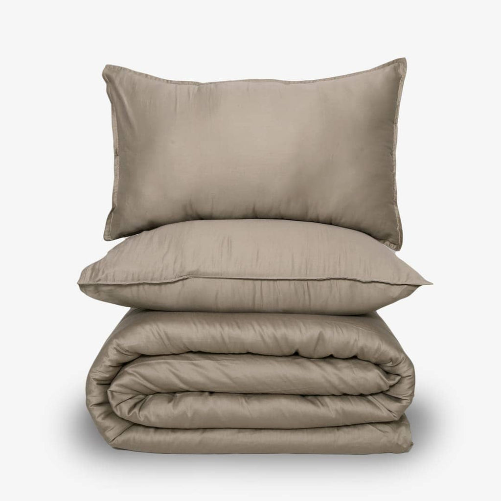 ZARF Egyptian Cotton Comforter For Single Size Bed With 2 Pillowcases & 2 Cushion Covers - Dove