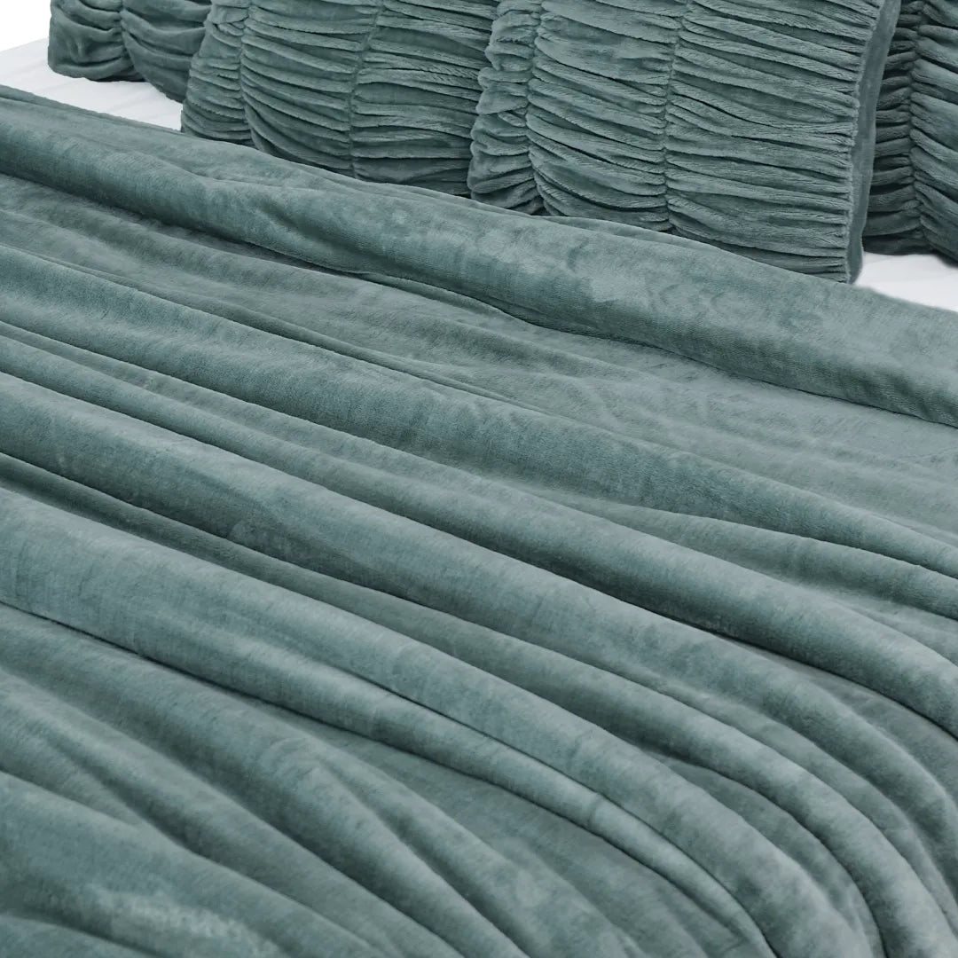 Zarf Boutique Comforter Set For Single Bed With 2 Designer Pillowcases & 2 Designer Cushion Covers - Boutique Sage