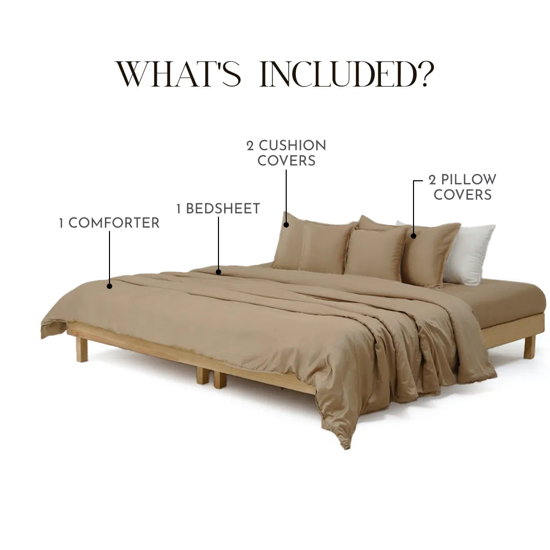 Zarf Egyptian Cotton Bedding Set Of 6 For Single Size Bed - Walnut
