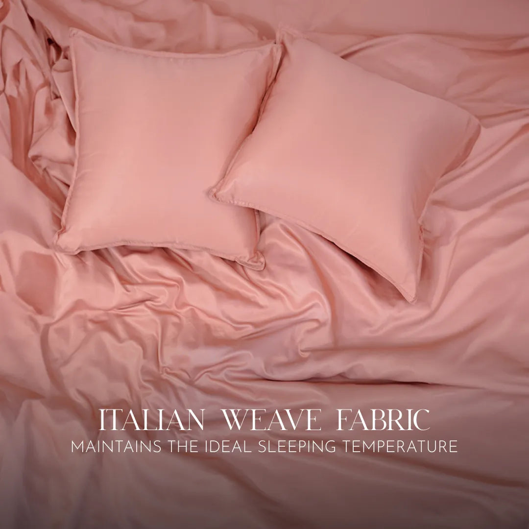 ZARF Italian Staple Weave Bedsheet For Single Size Bed With 2 Designer Pillow Cases, 2 Solid Pillowcases & 2 Cushion Covers - Orchid
