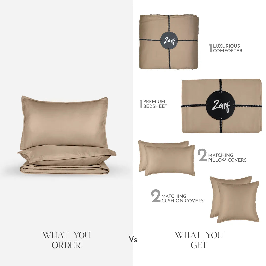 Zarf Egyptian Cotton Bedding Set Of 6 For Single Size Bed - Walnut