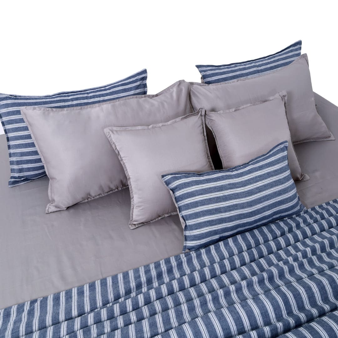 Linen Blend AC Comforter With 2 Pillow Cases and 1 Breakfast Pillow - Linea