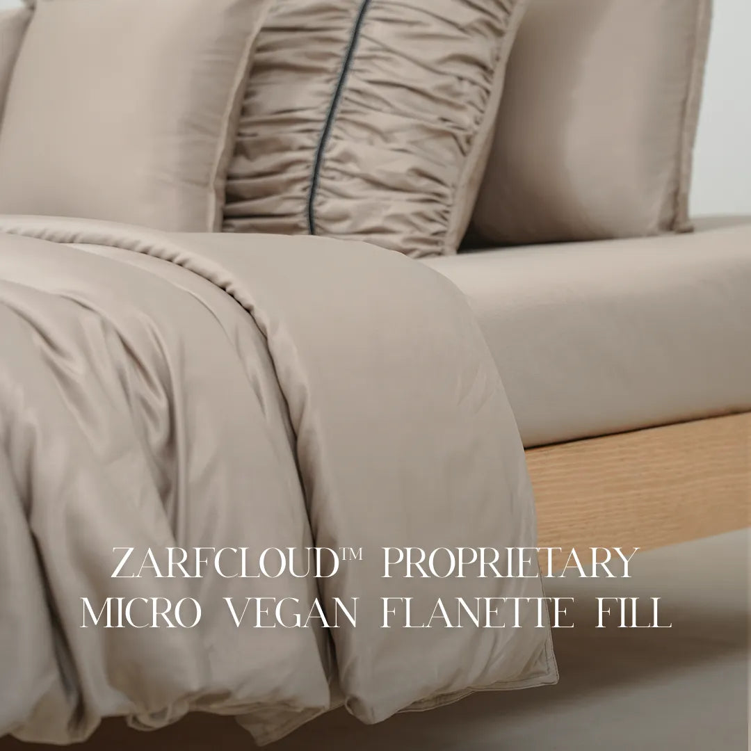 ZARF Italian Staple Weave Comforter For Single Size Bed With 2 Designer Pillow Cases, 2 Solid Pillowcases & 2 Cushion Covers - Marbelle