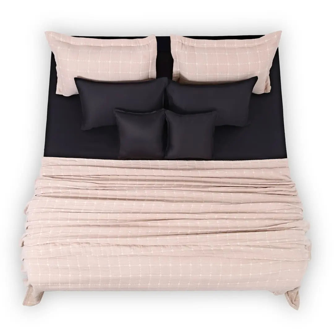 Zarf California King Size Plush Cotton AC Blanket With 2 Pillow Cases - Coral Infusion