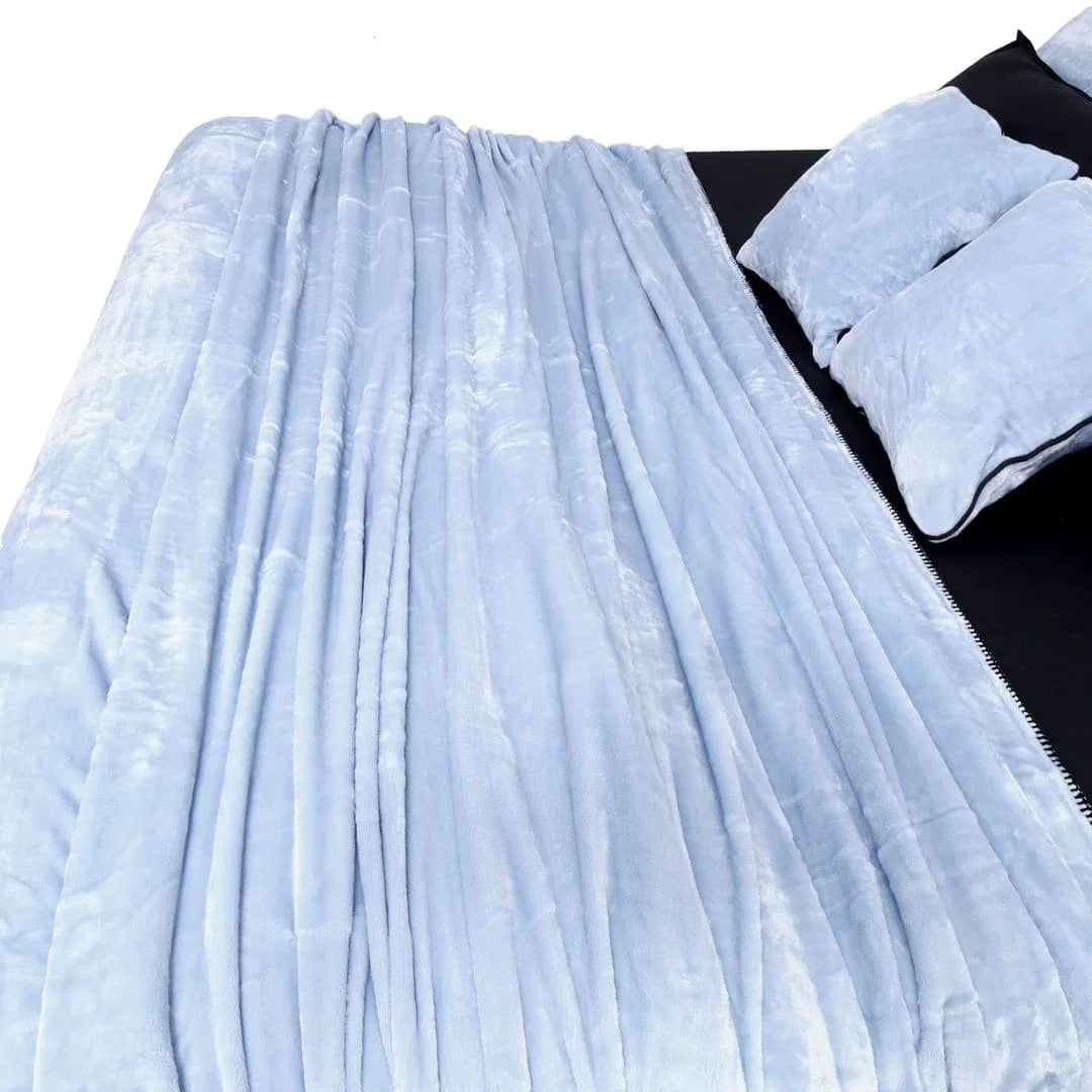 Zarf All-Season Premium AC Blanket With Two Pillow Covers & Two Cushion Covers - Powder Blue