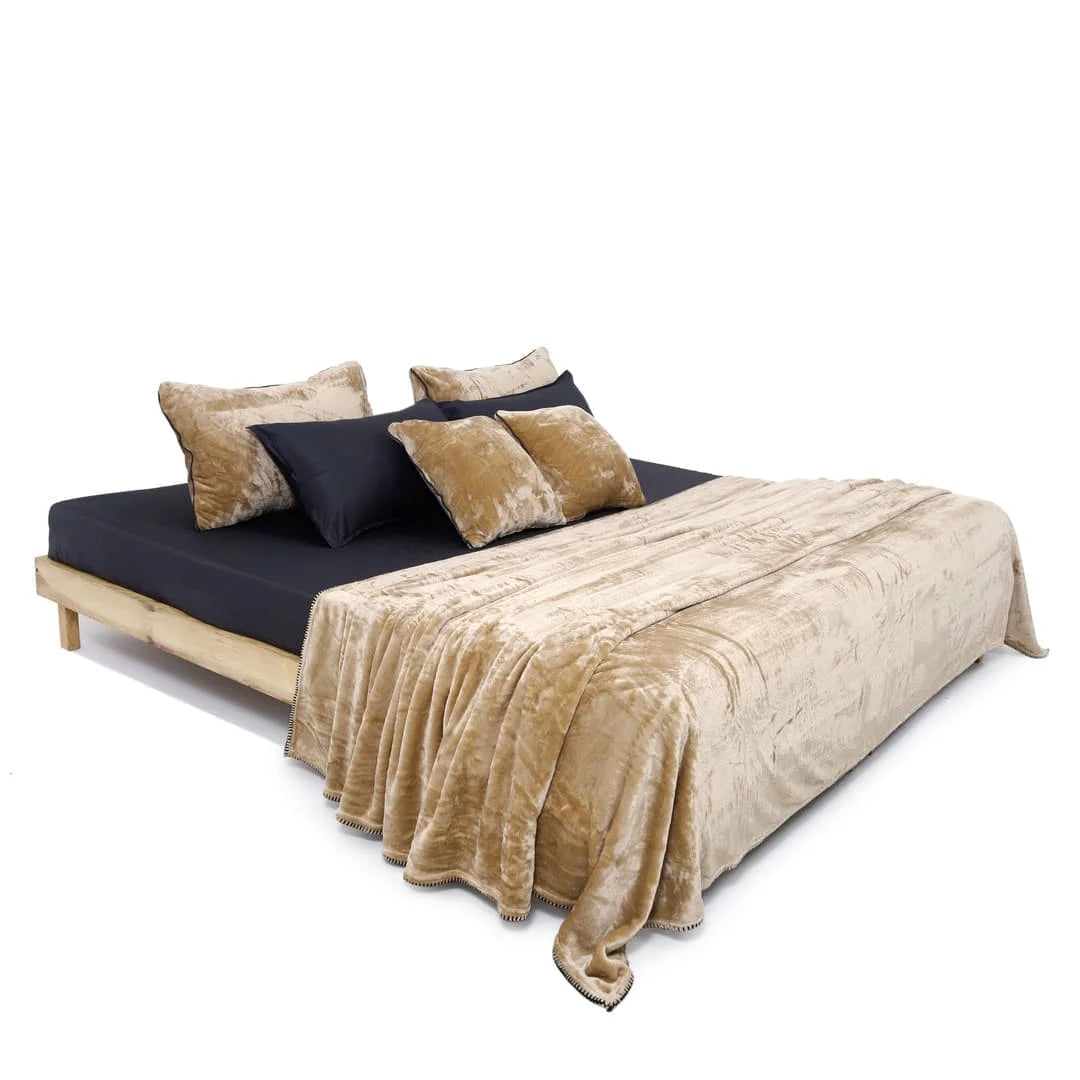 Zarf All-Season Premium AC Blanket With Two Pillow Covers & Two Cushion Covers - Taupe
