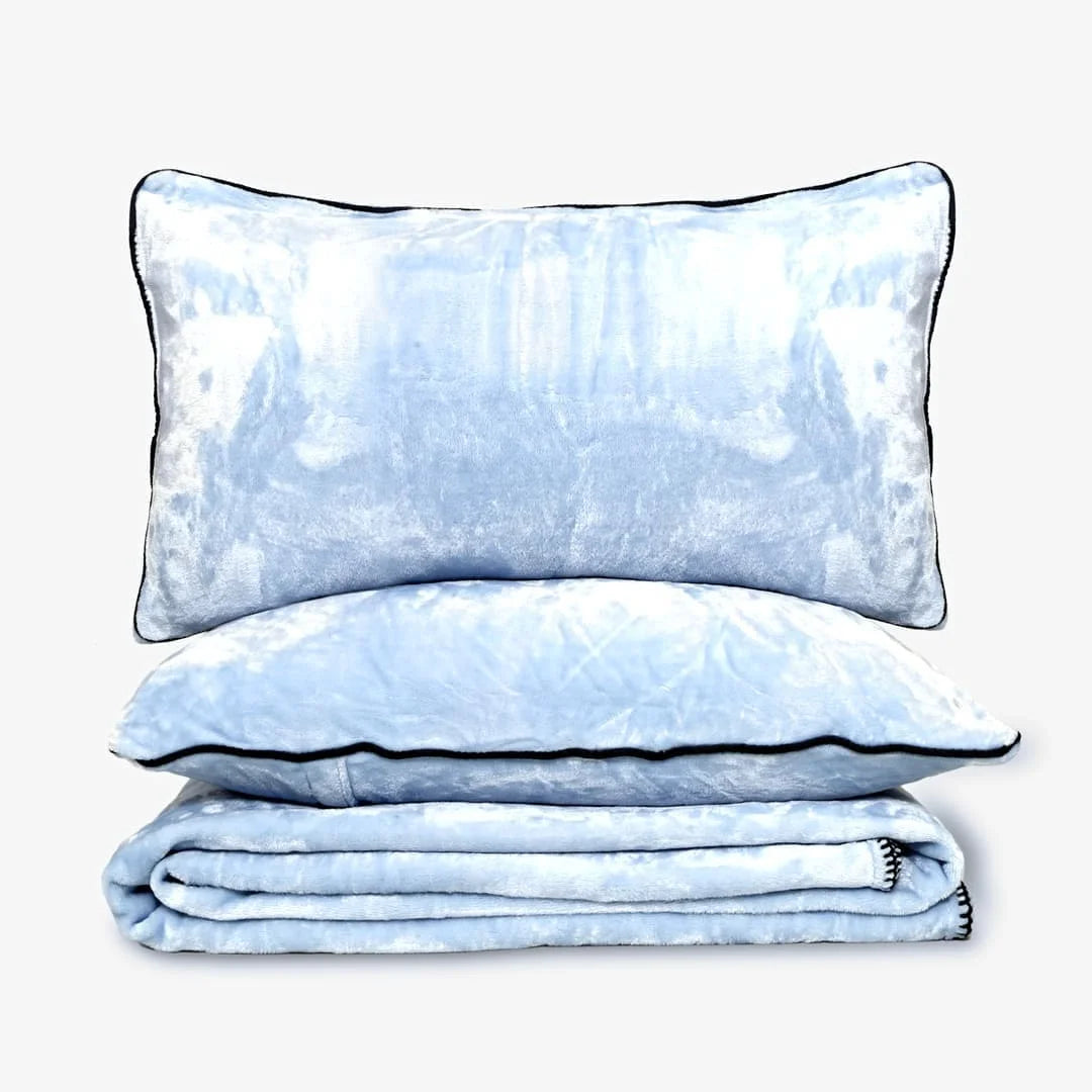 Zarf All-Season Premium AC Blanket With Two Pillow Covers & Two Cushion Covers - Powder Blue