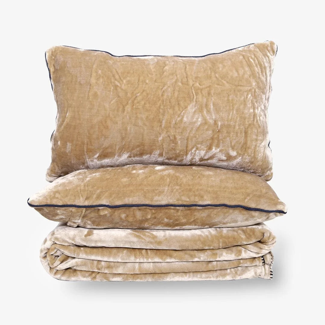 Zarf All-Season Premium AC Blanket With Two Pillow Covers & Two Cushion Covers - Taupe