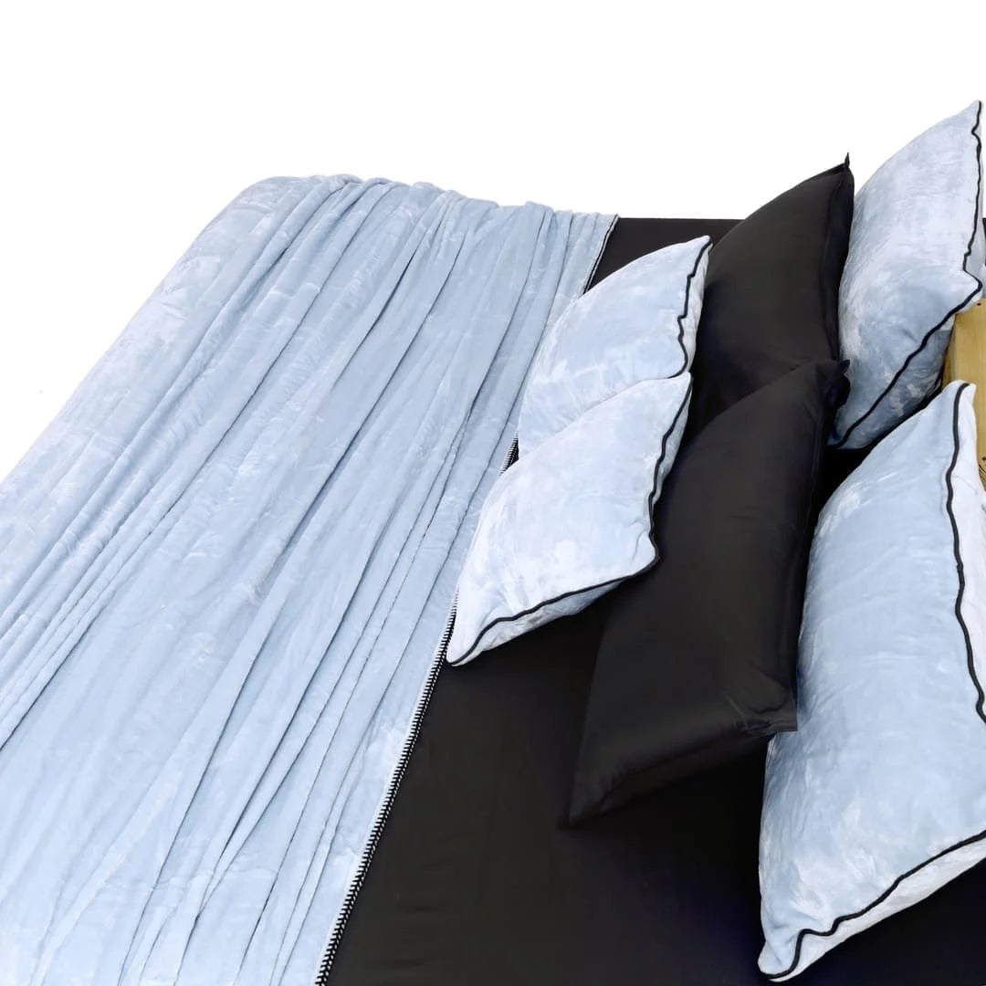 Zarf All-Season Premium AC Blanket With Two Pillow Covers & Two Cushion Covers - Powder Blue