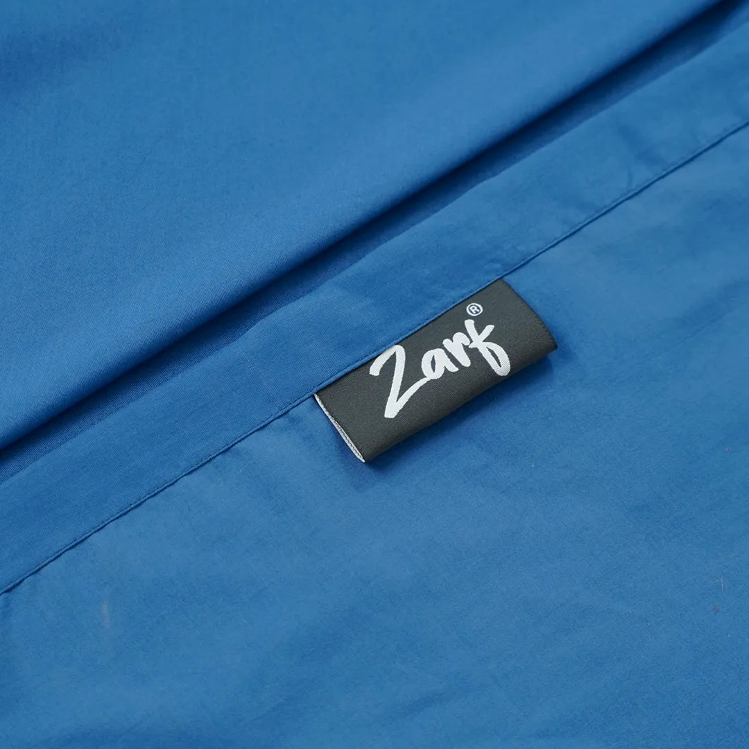 ZARF Italian Staple Weave Bedsheet For Single Size Bed With 2 Designer Pillow Cases, 2 Solid Pillowcases & 2 Cushion Covers - Indigo