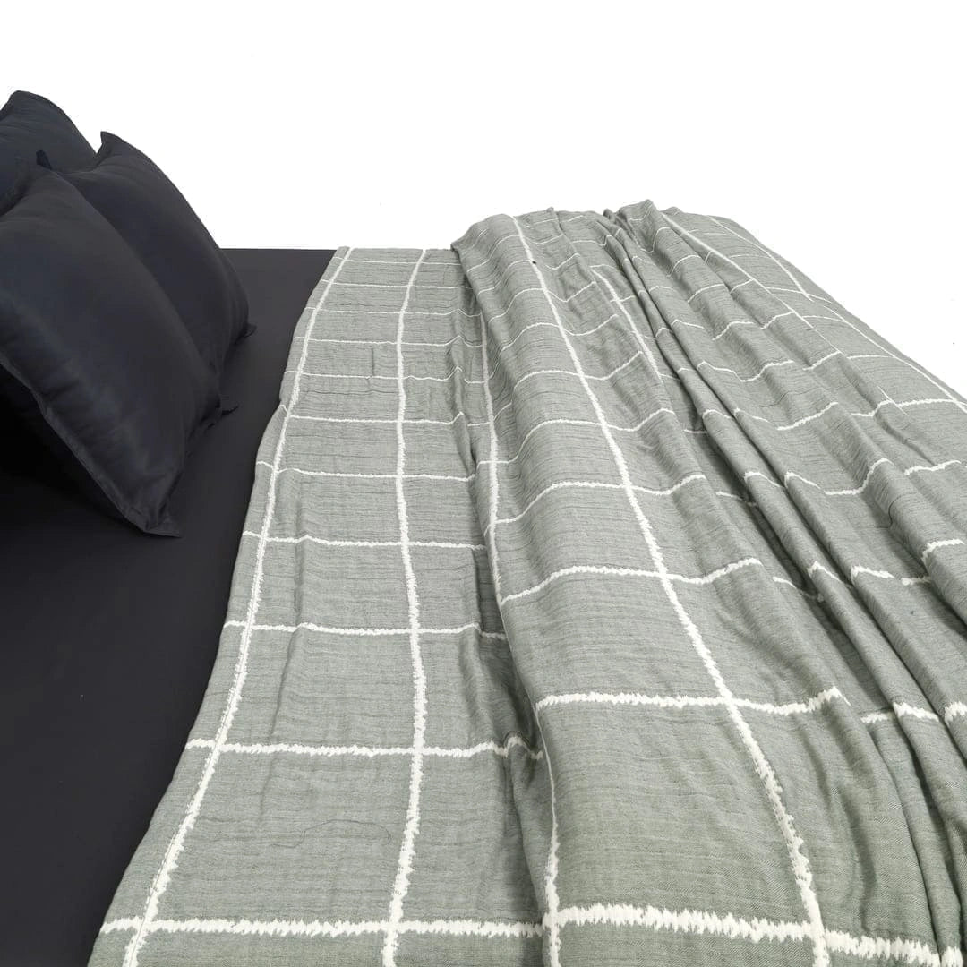 Zarf Plush Cotton AC Comforter For Single Size Bed With 2 Pillow Cases - Moonstone
