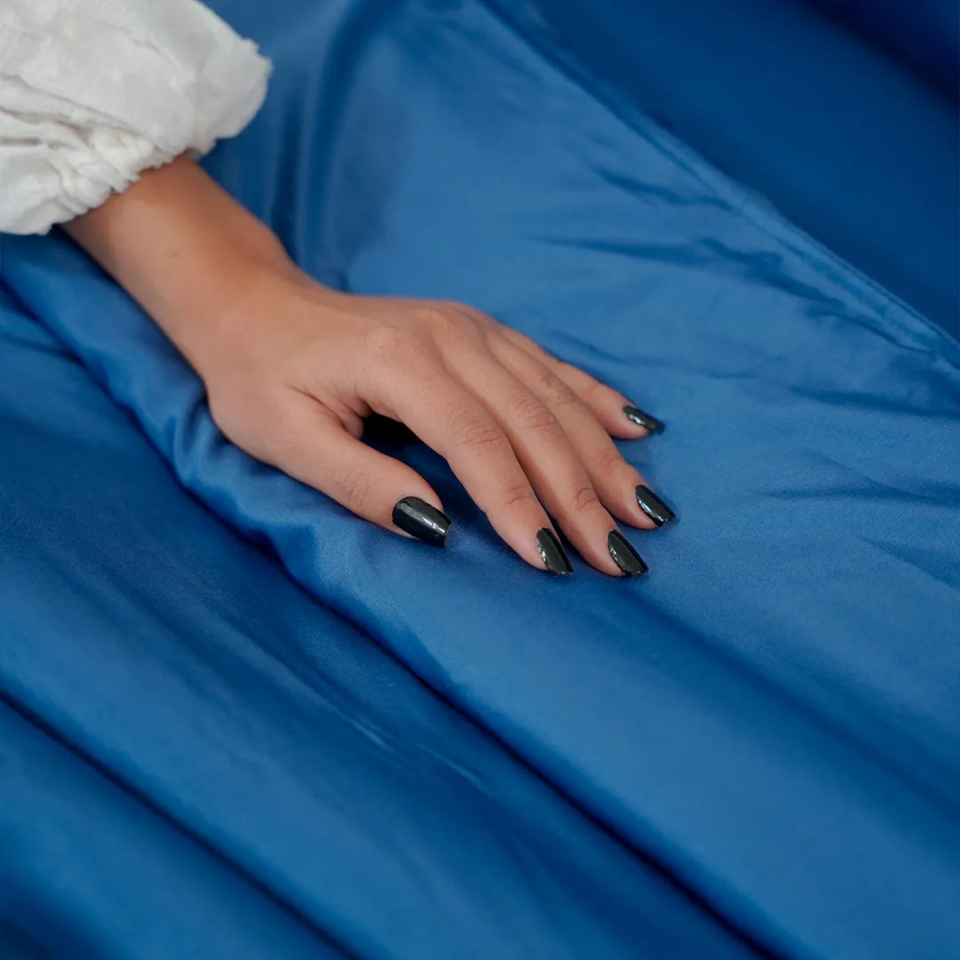 Zarf Italian Staple Weave Bedding Set Of 8 For Single Size Bed - Indigo