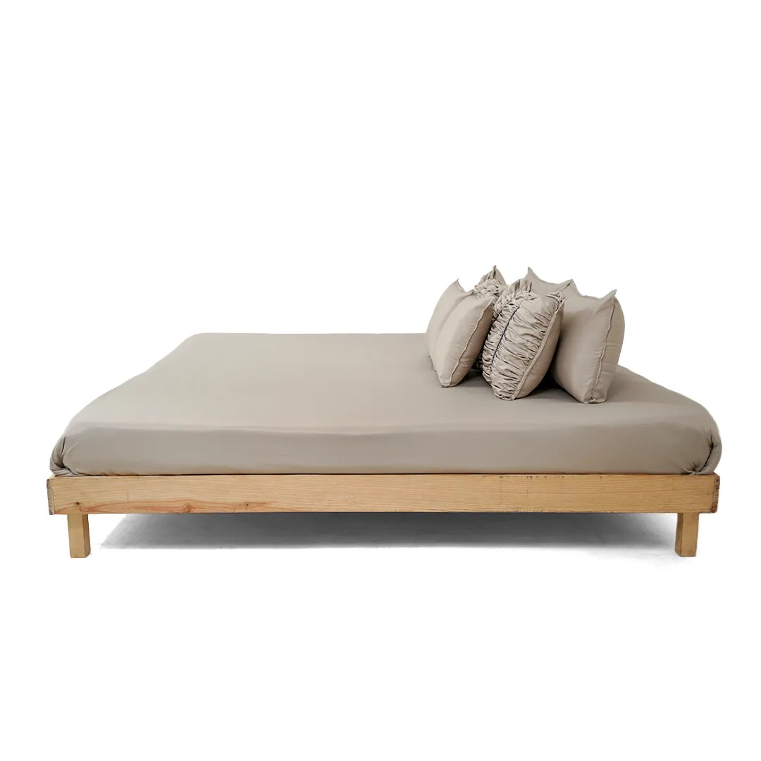ZARF Italian Staple Weave Bedsheet For Single Size Bed With 2 Designer Pillow Cases, 2 Solid Pillowcases & 2 Cushion Covers - Marbelle