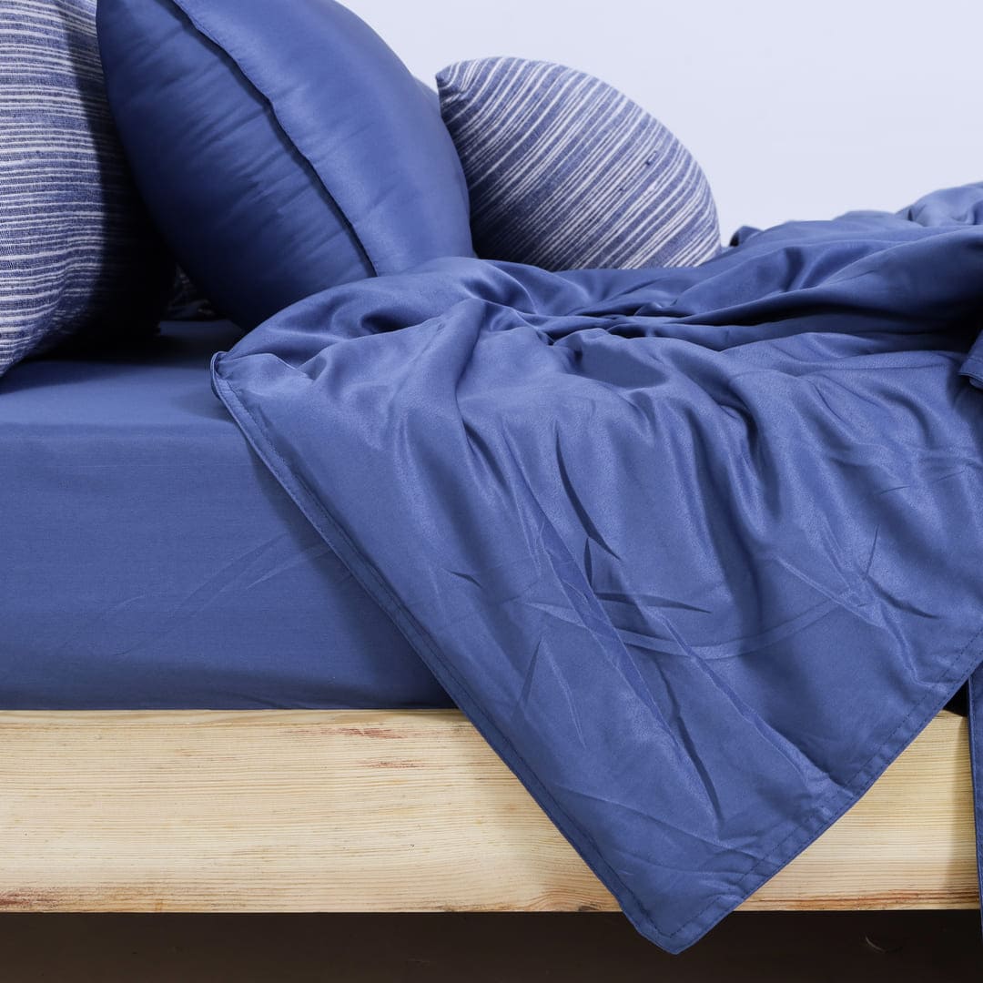 Zarf Italian Staple Weave Bedding Set Of 7 For Single Size Bed - Oceane