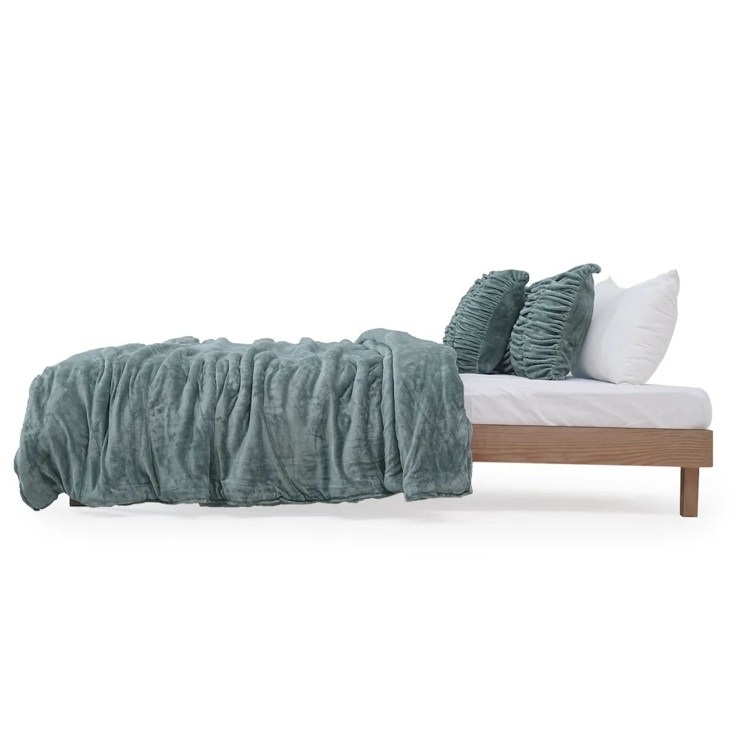 Zarf Boutique Comforter Set For Single Bed With 2 Designer Pillowcases & 2 Designer Cushion Covers - Boutique Sage