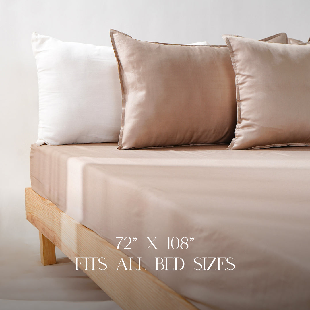 Zeries Egyptian Cotton Single Size Bedsheet With 2 Pillow Cases & 2 Cushion Covers - Dove