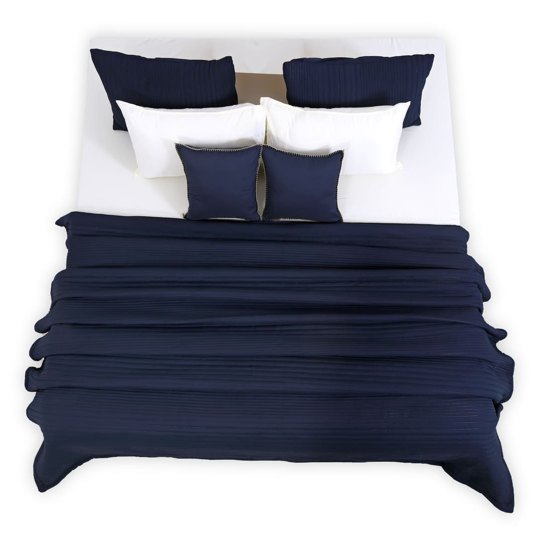 Zarf AC Comforters For Single Size Bed With 2 Pillow Cases & 2 Cushion Covers -  Navy Blue