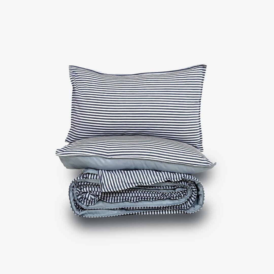 Zarf Linen Blend Bedding Set Of 9 For Single Size Bed - Nautical