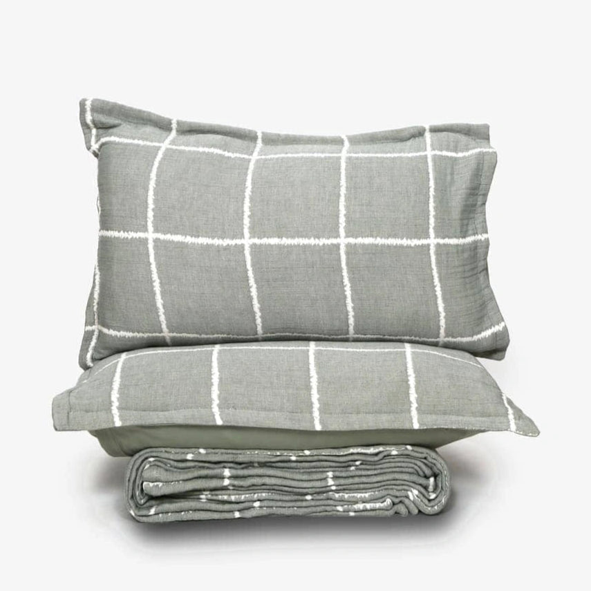 Zarf California King Size Plush Cotton AC Blanket With 2 Pillow Cases - Moonstone