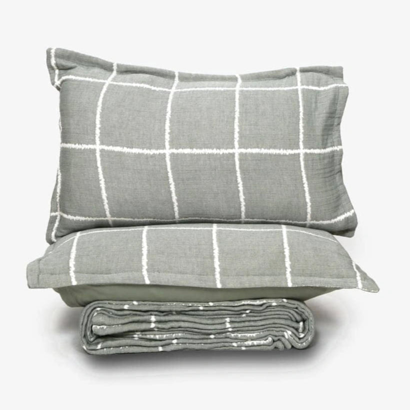 Zarf Plush Cotton AC Comforter For Single Size Bed With 2 Pillow Cases - Moonstone