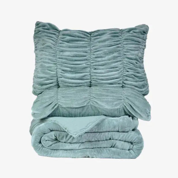 Zarf Boutique Comforter Set For Single Bed With 2 Designer Pillowcases & 2 Designer Cushion Covers - Boutique Sage