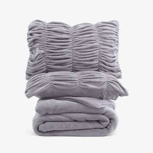 Zarf Boutique Comforter Set For Single Bed With 2 Designer Pillowcases & 2 Designer Cushion Covers - Boutique Shadow