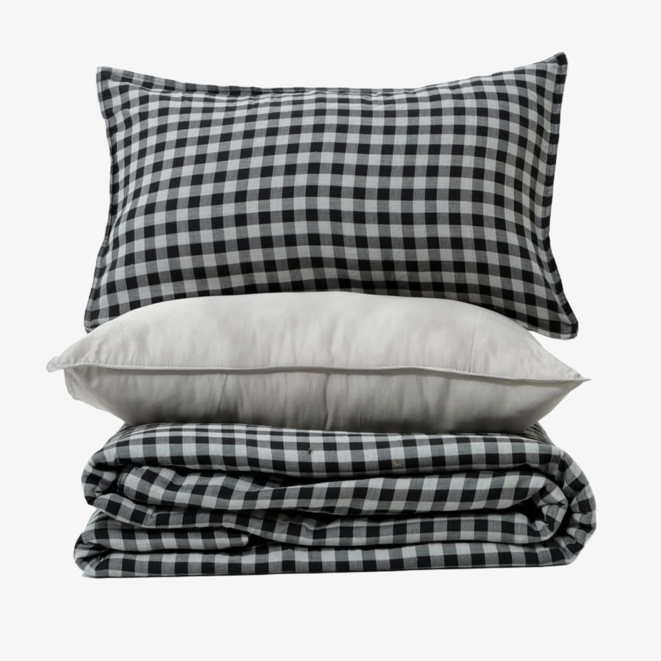 Linen Blend AC Comforter With 2 Pillow Cases and 1 Breakfast Pillow For Single Size Bed- Twilight