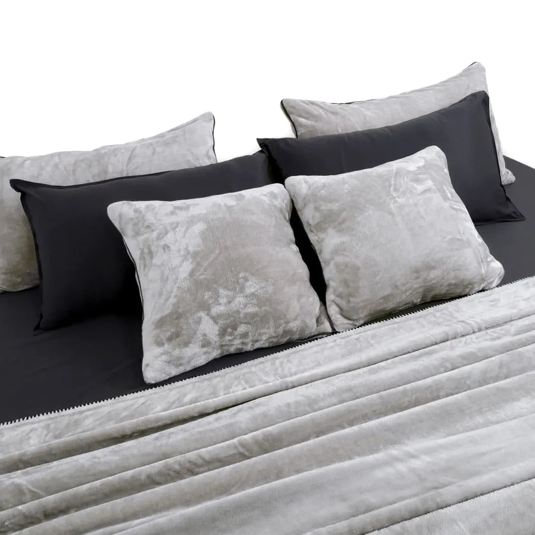 Zarf Ultra Soft All-Season Premium AC Blanket For Single Size Bed With 2 Cushion Covers - Ash Grey
