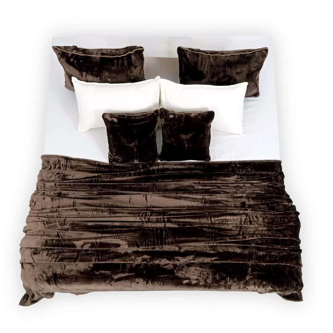 Zarf All-Season Premium AC Blanket With Two Pillow Covers & Two Cushion Covers - Mocha