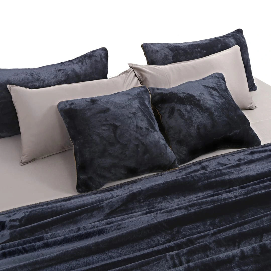 Zarf Ultra Soft All-Season Premium AC Blanket For Single Size Bed With 2 Cushion Covers - Charcoal Grey