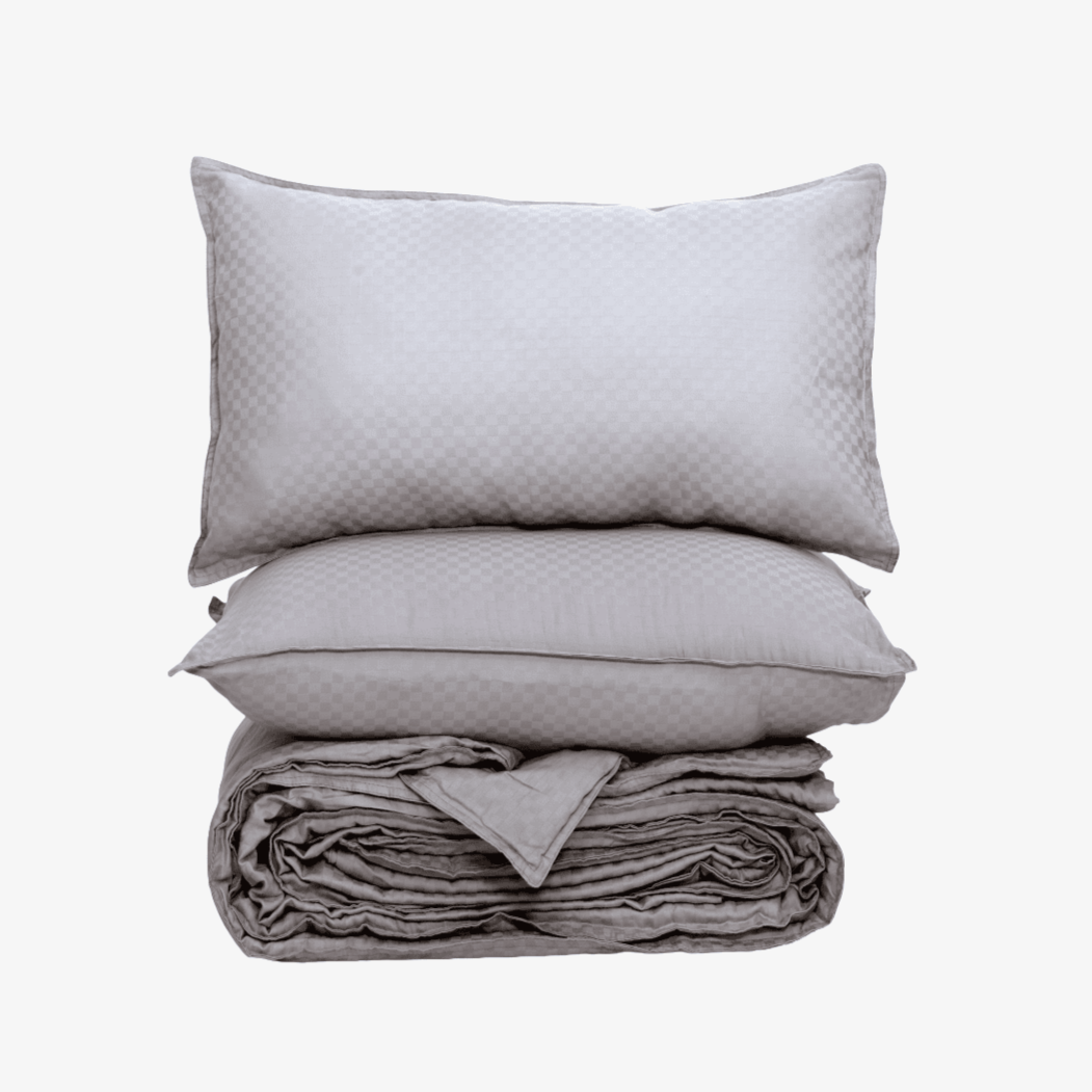 Zeries Egyptian Cotton Jacquard Single Size Bedsheet With 2 Pillow Cases & 2 Cushion Covers - Cenere
