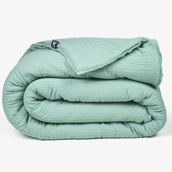 Zarf King Size French Muzlin AC Blanket With 2 Cushion Covers - Fern