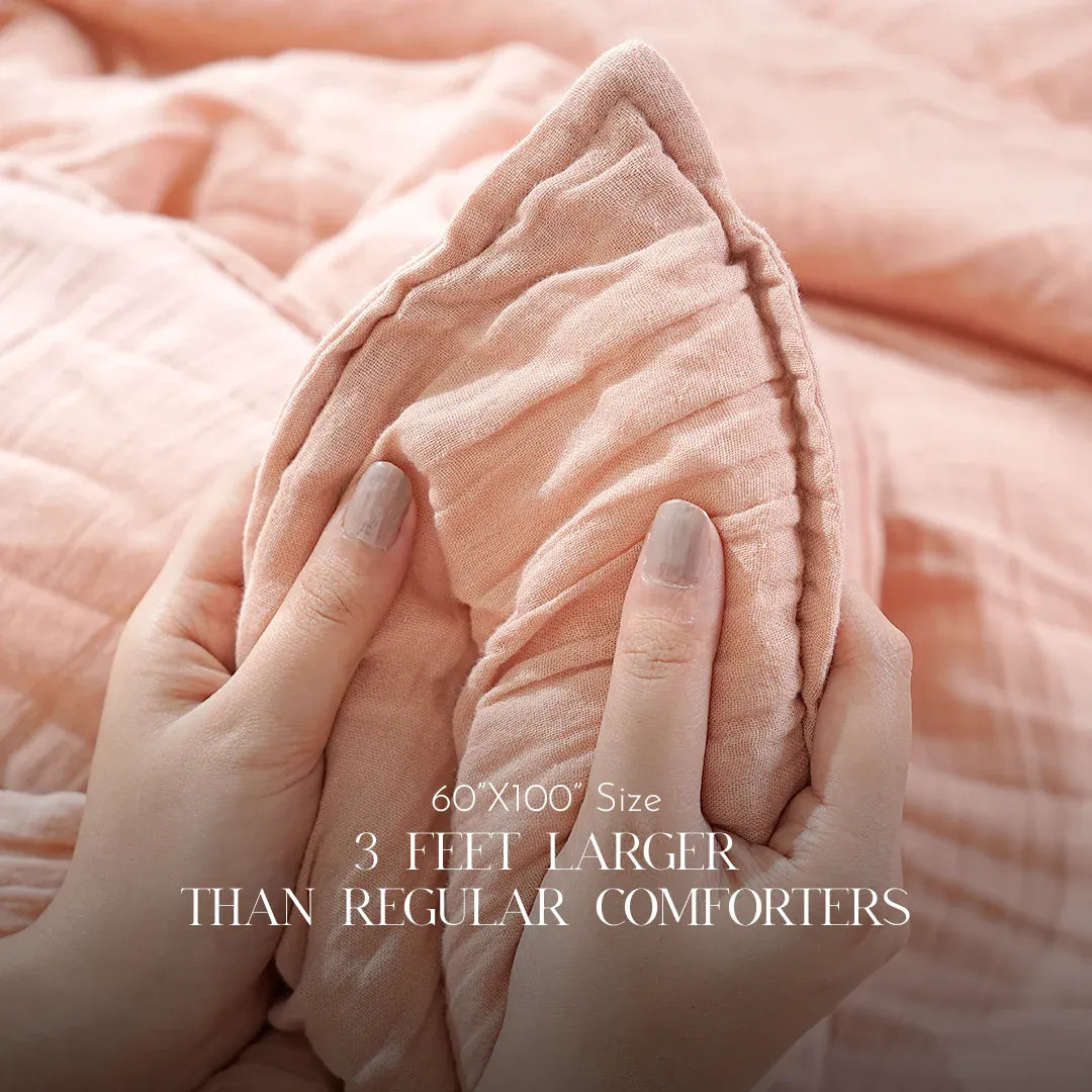 ZARF French Muzlin Comforters For Single Size Bed With 2 Cushion Covers - Taffy
