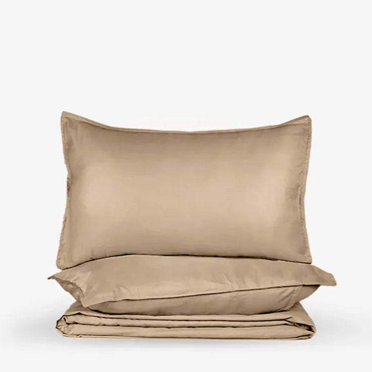 Zeries Egyptian Cotton Single Size Bedsheet With 2 Pillow Cases & 2 Cushion Covers - Walnut