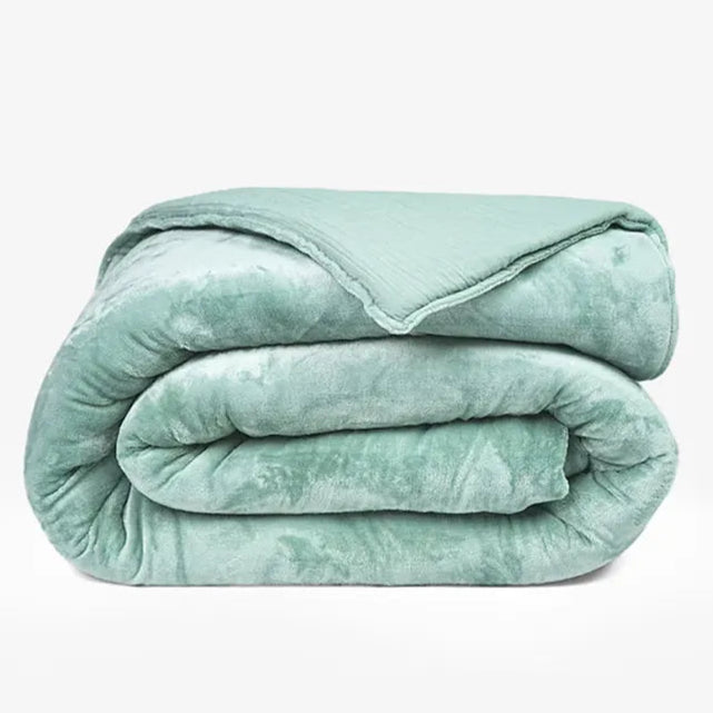 Zarf King Size French Muzlin Velvet Comforters With 2 Cushion Covers - Sage